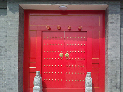 达坂城中国传统四合院系列朱红色中式木制大门木作